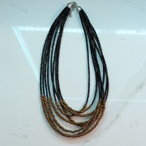 Source Unknown Black and Brown Multi-Strand Necklace